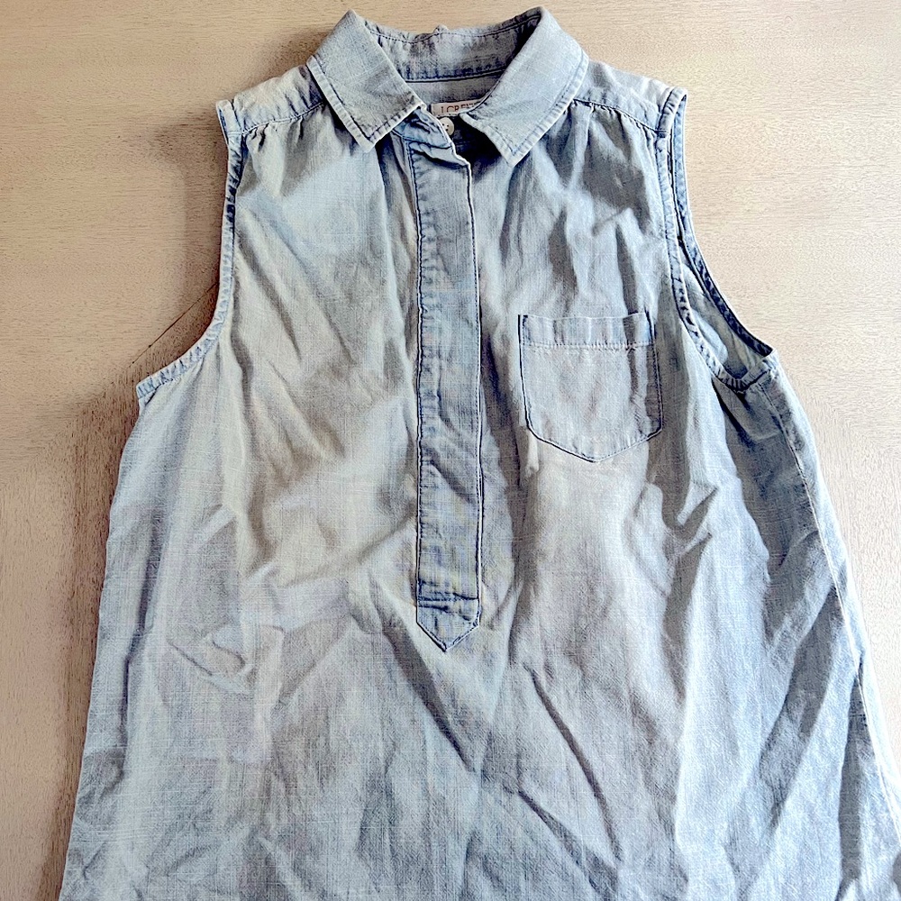 J.Crew Factory Sleeveless Size 2 Chambray Top